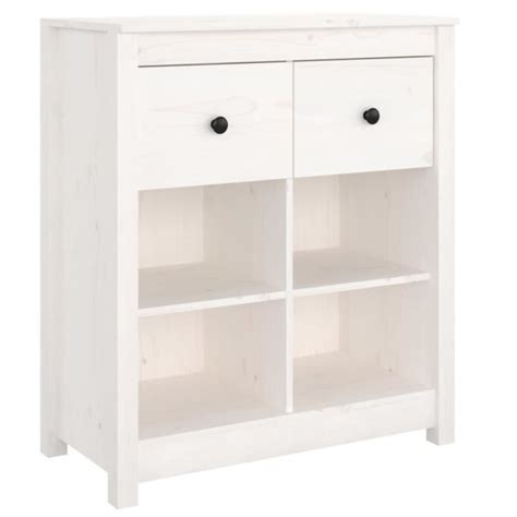 Buffet Bas ZERODIS Blanc Bois Massif 70x35x80 Cm Cdiscount Maison