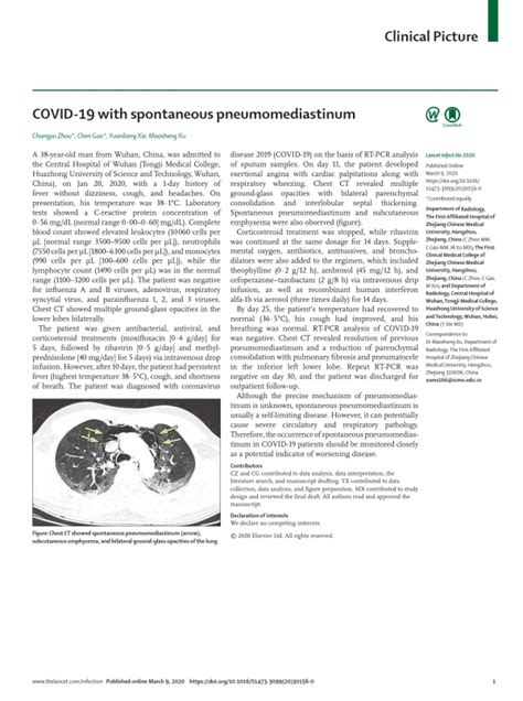 Covid 19 With Spontaneous Pneumomediastinum