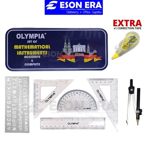 Olympia Mathematical Instruments Geometry Set Jangka Lukis Compass Ruler Lazada