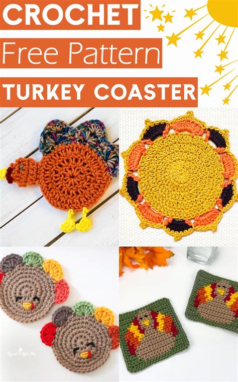 6 Crochet Turkey Coaster Patterns For Useful Thanksgiving Decor Red