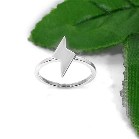 Plain Dainty Lightning Bolt Ring Handmade Silver Bolt Ring Etsy