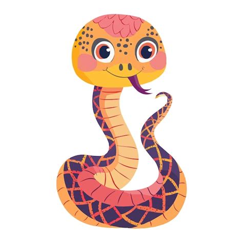 Cute Cartoon Snake Posing And Sticking Out Tongue Vector Premium Ai