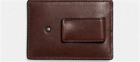 COACH: Money Clip Card Case In Sport Calf Leather