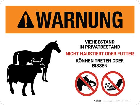 Warnung Vieh In Privatbesitz Nicht Haustiert Oder Futter Warning