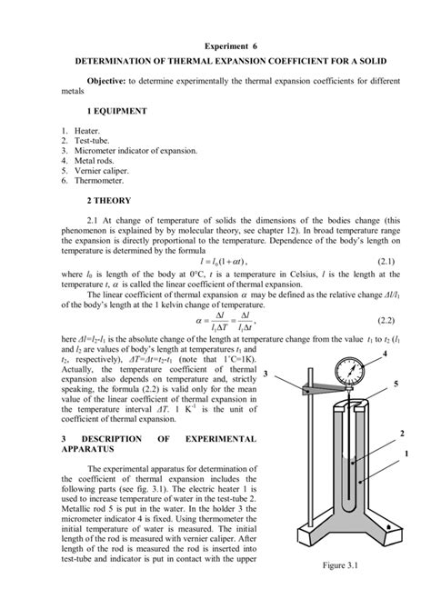 Experiment 6 DETERMINATION OF THERMAL EXPANSION