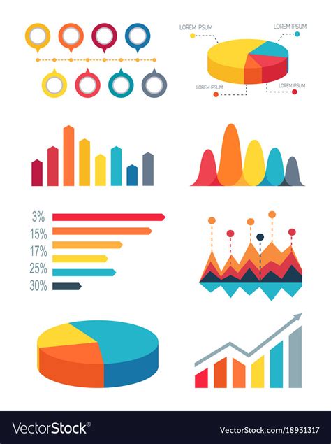 Set Pie Charts And Bar Graphs For Infographic Vector Image