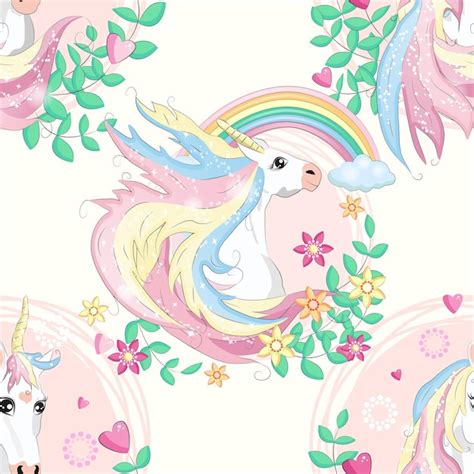 Premium Vector Seamless Pattern With Unicorns Donuts Rainbow Confetti