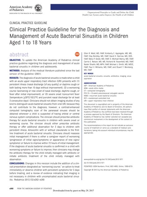 (PDF) Clinical Practice Guideline for the Diagnosis and Management of ...