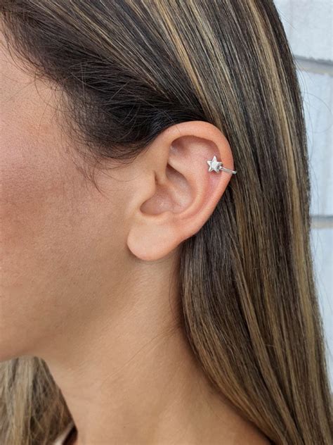 Fake Helix Piercing Silver Helix Hoop Helix Ring Tragus Etsy