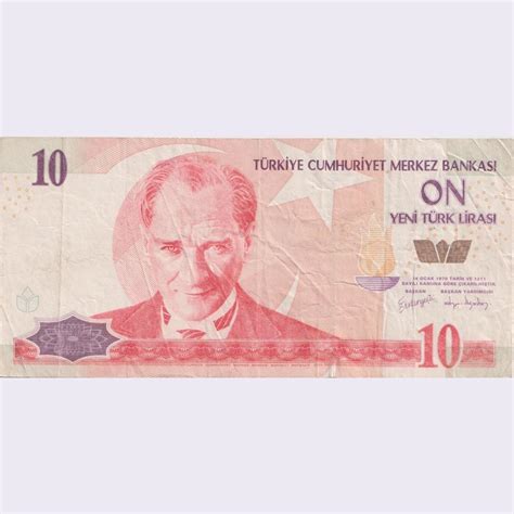 Turkiyu Ten Turk Lirasi Bank Note Coinbazzar