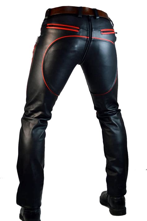 Mens Leather Motorbike Pants Real Sheep Leather Handmade Leather Biker