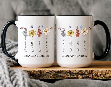 Personalized Birth Flower Mug Mom T Custom Grandmas Garden Mug