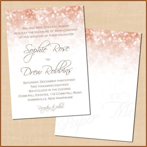 Rose Gold Birthday Invitation Template Free Invitations Resume