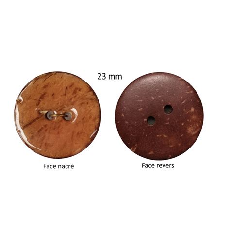 Bouton de confection en coco nacré 2 trous marron