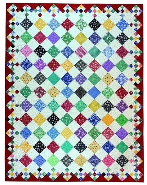 Easy Pdf Quilt Pattern Diamond Patch Baby To King Size Etsy Scrappy