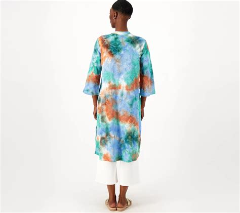 LOGO By Lori Goldstein Beach To Street Tie Dye Eyelet Lace Duster QVC