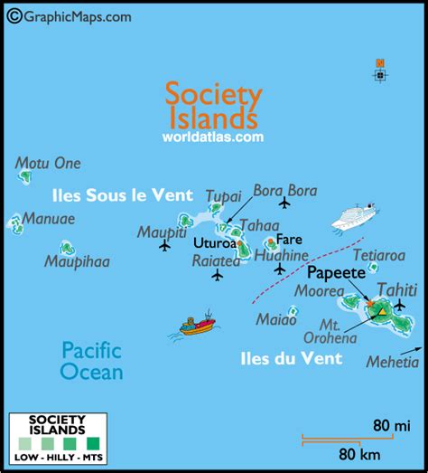 Society Islands Large Color Map Society Islands French Polynesian