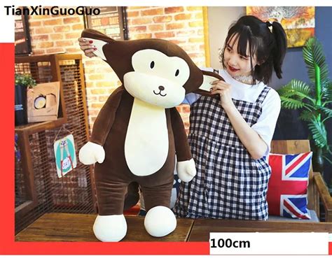 large 100cm cartoon brown monkey plush toy creative pillow down cotton soft throw pillow ...