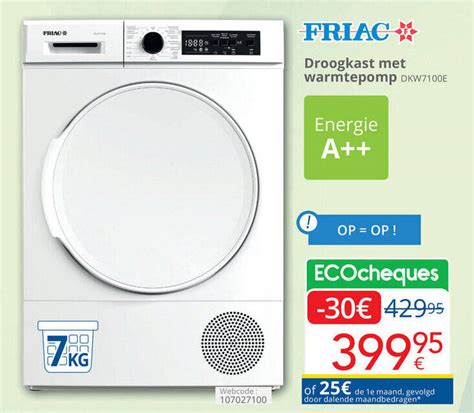 FRIAC Droogkast Met Warmtepomp DKW7100E 7 Kg Promotie Bij Eldi