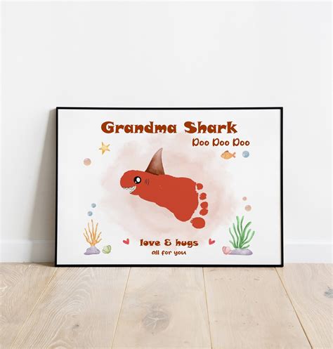 Grandma Shark Handprint Footprint Art Craft Kids Diy T For