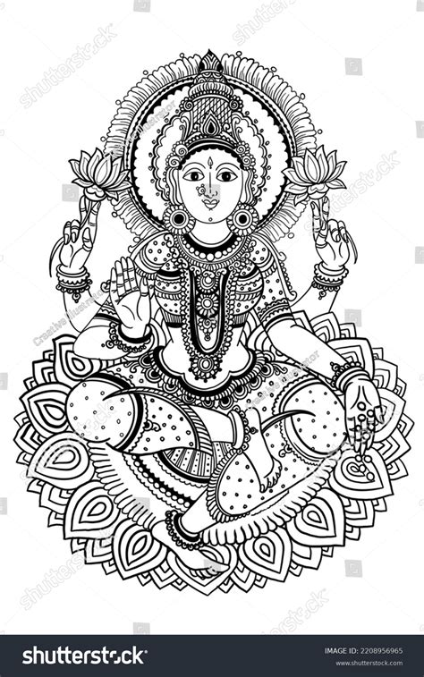 Discover 85+ outline drawing of goddess lakshmi best - xkldase.edu.vn