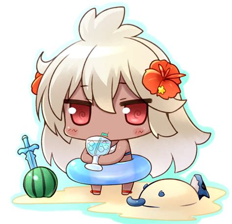 Safebooru 1girl Ahoge Bangs Bikini Blonde Hair Buried Chibi Cup