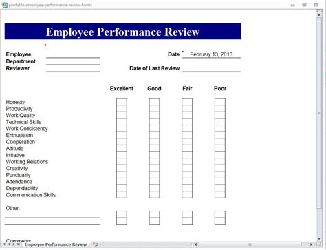 Printable Employee Performance Review Forms 14448 Hot Sex Picture