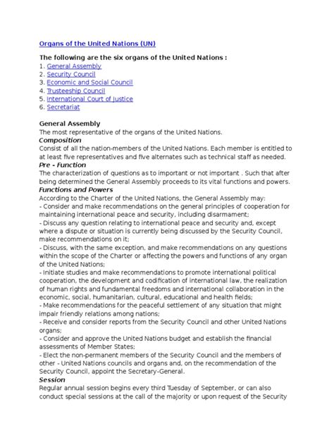 Organs Of The United Nations Pdf United Nations International