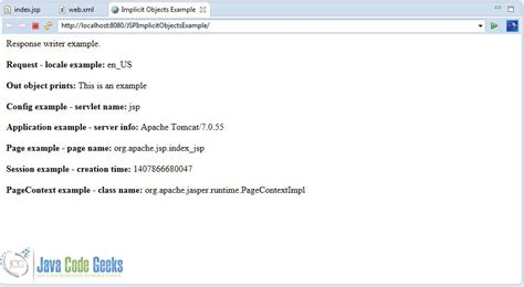 JSP Implicit Objects Example Java Code Geeks