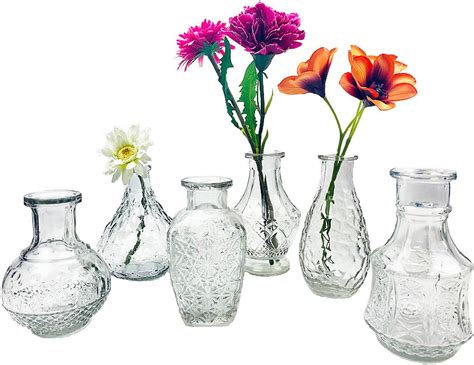 Itsisa Glasvase Vintage Mini Vase Klar H 11 5 14 5 Cm 6er Set