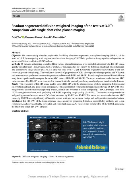 Readout Segmented Diffusion Weighted Imaging Of The Testis At T