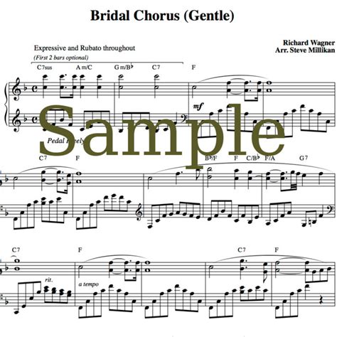 Bridal Chorus Sheet Music (Here Comes The Bride, Wedding March) Gentle ...