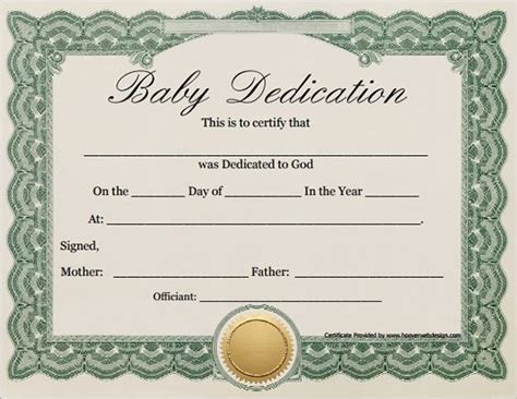 Free 8+ Sample Printable Baby Dedication Certificate with Free Fillable Baby Dedication Certi ...