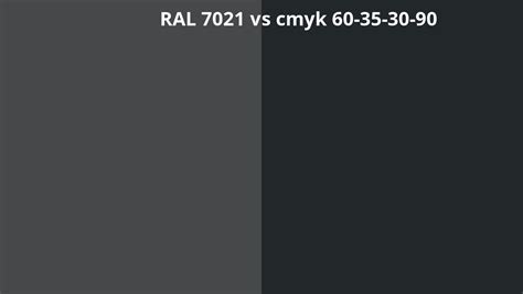 Ral 7021 Vs Cmyk 60 35 30 90 Ral Colour Chart Uk