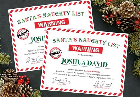 Editable Santa Warning Letter Printable Santa Naughty List Etsy