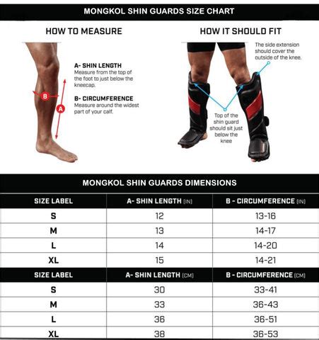 Shin Guards Size Chart – Mongkol Muay Thai Fight Gear