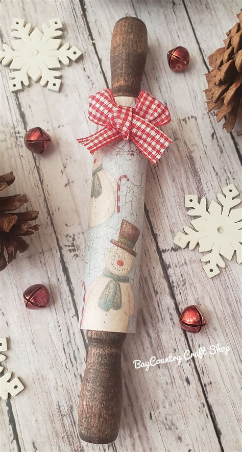 Christmas Mini Rolling Pinsrustic Farmhouse Etsy Christmas Wood