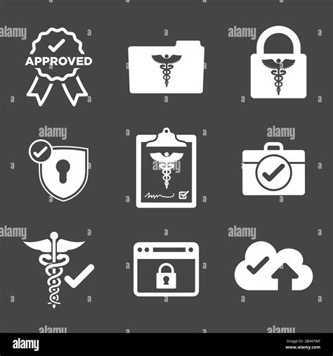 Hipaa Compliance Icon Set Hippa Image Involving Medical Privacy Stock