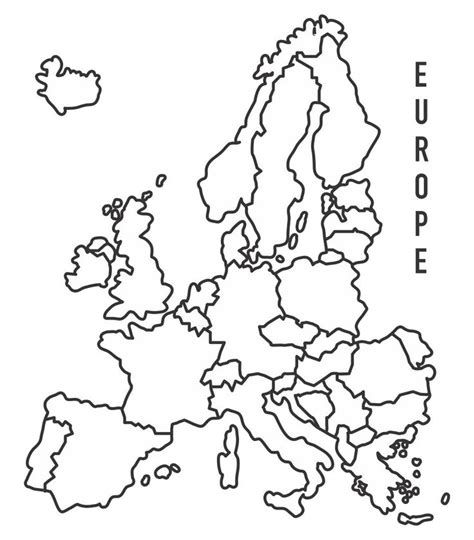 Blank Map of Europe Printable Black and White | Europe map, Europe map ...