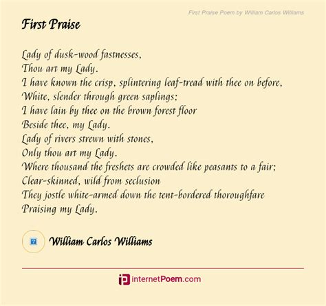 First Praise Poem By William Carlos Williams