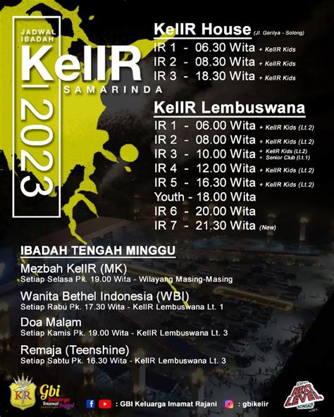 Jadwal Ibadah Terbaru Mulai April 2023 GBI Jemaat Keluarga Imamat Rajani