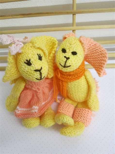 2 bunnies/ bunny toy/soft toy/gift/unique/knitted/ nursery