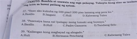 PANUTO Basahin At Unawain Ang Mga Pahayag StudyX