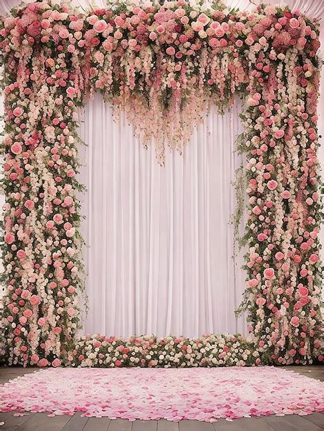 Una Pared De Flores Con Un Tel N De Fondo De Flores Rosas Foto Elegante