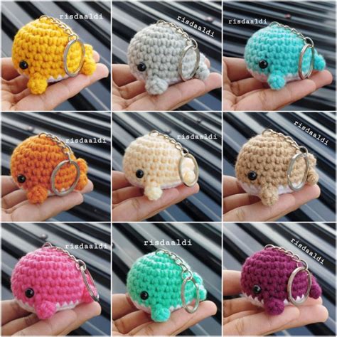 Jual Ready Stock Gantungan Kunci Amigurumi Keychain Baby Whale Milk