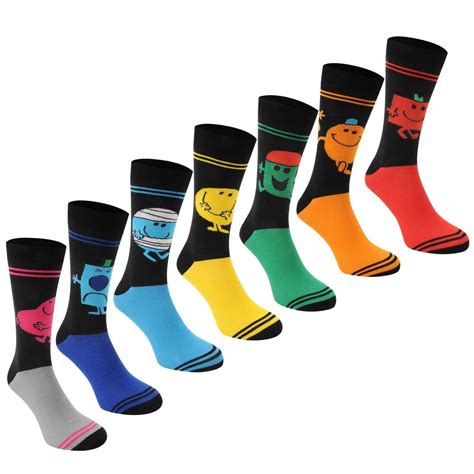 Character Mr Men 7 Pack Crew Socks Mens