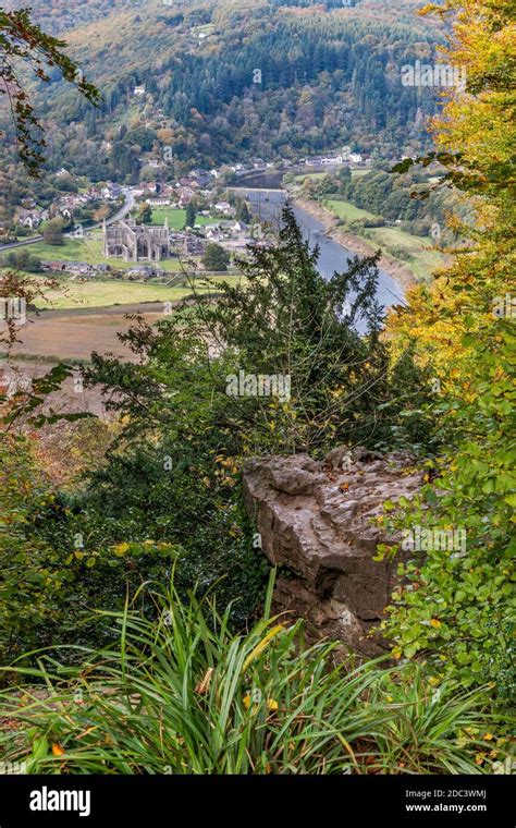 Looking Down On Tintern Abbey In The Wye Valley From The Devils Pulpit