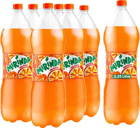 Mirinda Orange Carbonated Soft Drink Plastic Bottle 2 25 Litre X 6