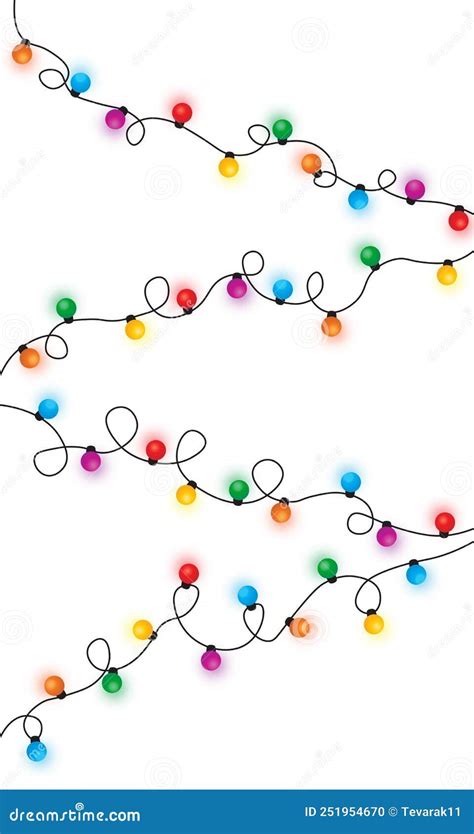 Christmas Lights String Isolated On White Background Vector Stock