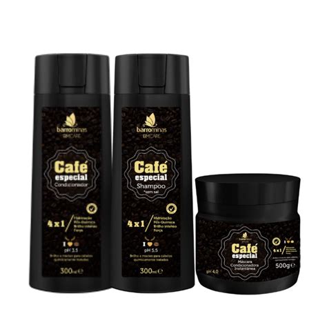 Kit shampoo condicionador e máscara capilar Café Especial 4x1